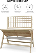 GarveeLife 52x30x54 Inch Tall Elevated Garden Bed with Legs, Standing Raised Planter Box with Climbing Trellis for Vegetables Flowers Herbs, Outdoor Wooden Standing Garden Bed-Natural
