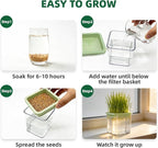 Hydroponic Cat Grass Kit with 5 Pack Non GMO Seeds & Scissors - Cat Grass for Indoor Cats, Helps Cat with Hairballs & Digestion, Easy 3-Step Setup,Gifts for Cat Lovers (Food-Safe PP&AS, 7-Day Growth)
