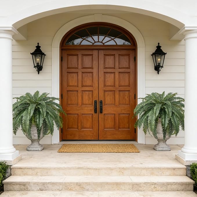 Set of 2 Large Artificial Boston Fern Plants, 48" Giant Faux Ferns with 33 Realistic Fronds, UV Resistant Fake Greenery for Outdoor Porch, Hanging Basket, Patio & Indoor Home Garden Decor