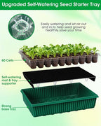 2PCS 120 Cell Self-Watering Seed Starter Tray Kit with Grow Light Humidity Dome,120-Cell Large Plant Seedling Tray, 3 Color Growing Light, Seed Starting Trays for Plant Germination（2PCS, 120 Cell）