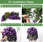 INQCMY Artificial Fake Hanging Flowers Plants with Basket for Spring Summer Outdoor Decoration,Faux Silk Begonia in Planter UV Resistant Look Real for Home Porch Yard Patio Balcony Decor