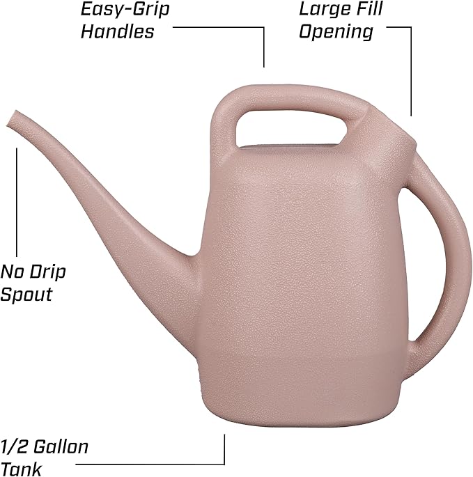 Chapin 48008 Watering Can, Garden, Indoor and Outdoor Plants, Recycled Plastic, Made in USA, 0.5 Gallon, Rose