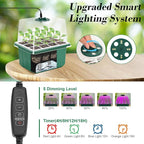 Mckanti 4 Set Self-Watering Seed Starter Tray Kits with Grow Light, Reusable Seed Germination Kit with Adjustable Humidity Domes and Silicone Cell Base Tray for Indoor Plant Seed Germination
