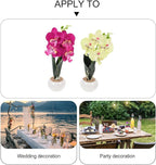 Alipis Artificial Phalaenopsis Bonsai Set 2pcs, Four-Head Simulation Orchid Flowers, Decorative Artificial Flowers for Living Room Home Decor, Floral Arrangement Accessories