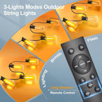 MGVIH Outdoor String Led Patio Lights: 65Ft 20M Outside Waterproof Light with Remote Dimmable ST38 Shatterproof Bulb Connectable Hanging Outdoor Electric Lighting for Backyard Yard Gazebo Porch Party