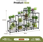 Bamworld Plant Stands Indoor 4 Sets Plant Shelves Outdoor Metal Plant Holder for Multiple Plants Flower Stands for Living Room Balcony Garden Patio Lawn Window Black