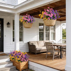 17 Inch Artificial Faux Pansy Flowers for Outdoor,Fake Pansies Flowers with Eucalyptus Leaves Fake Plants Greenery Boxwood Porch Patio Decor 6 Bundles(Light Purple,Pink,Dark Yellow)