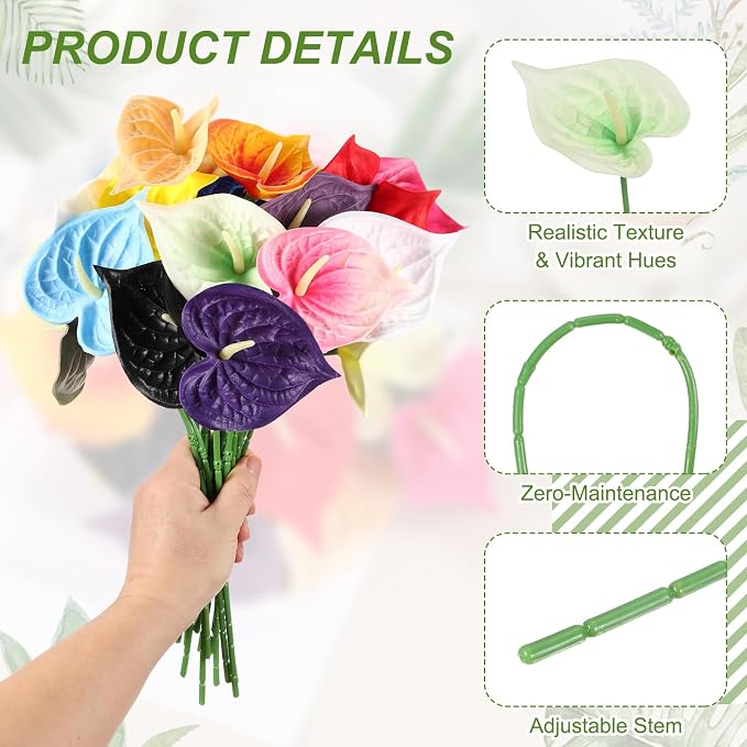 uxcell 8Pcs 11inch Artificial Anthurium Lily Flowers, Permanent Flower Bouquet for Home Arrangements Wedding Festival Decoration Crafts Store Decor Accessories, Light Green