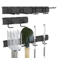 CBWLWJ Garage Tool Organizer Wall Mount, 48 inch Garage Wall Organizer, 400lbs Sturdy Garden Tool Organizer with 6 Adjustable Hooks, for Yard, Shed, Basement, Workshop(Black)