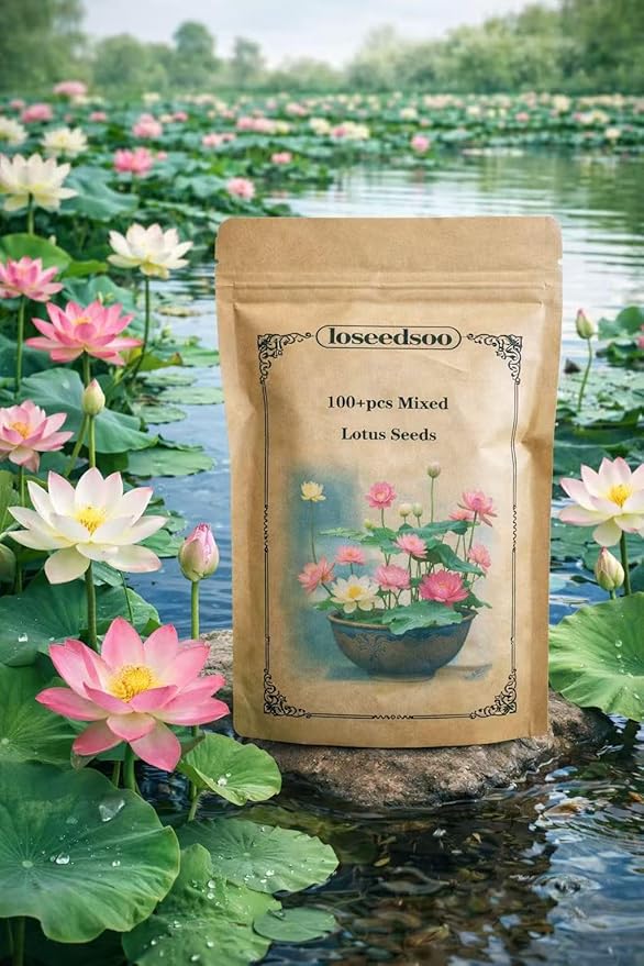 100+ Mixed Lotus Seeds for Planting – Aquatic Lotus Flower Seeds for Pond, Bowl & Water Garden, Easy Grow Water Plant, Colorful Blooming Lotus for Containers