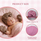 Newborn Baby Girl Hats Mittens Set Cotton Hospital Bow Hat Beanies Caps Gloves for New Born Girls 0-6 Months