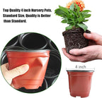 RooTrimmer Plant Nursery Pots with Humidity Domes, 25 Sets 4 Inch Soft Nursery Pots Quality Ones (25 Red Pots + 25 Clear Lids), Seeds Starter Pots Small Planter Containers