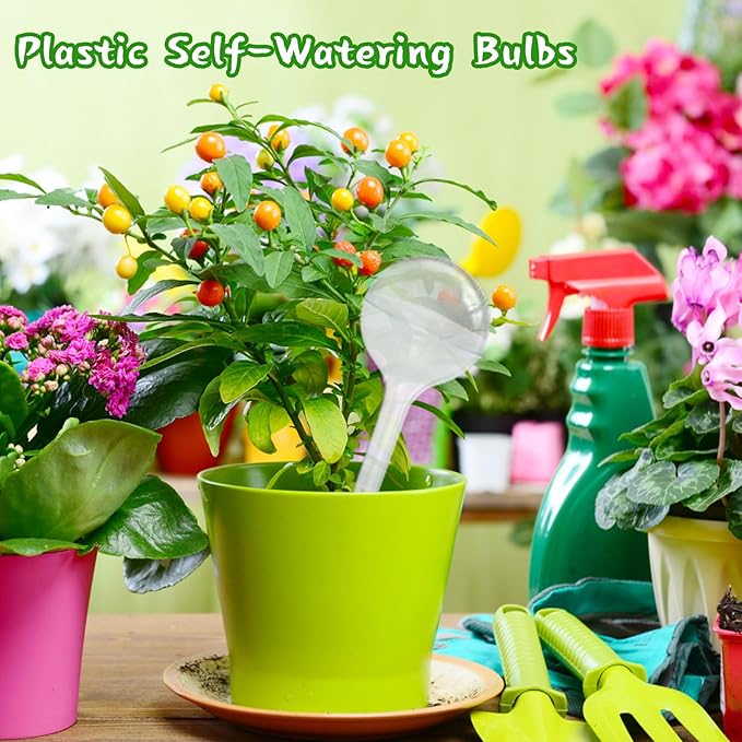 Pynqdfu 14 PCS Plant Watering Globes,Clear Self-Watering Bulbs,Plastic Automatic Watering Globes for Plant Indoor Outdoor,Garden Water Device