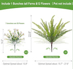 Hrobek Artificial Flowers for Outdoors Faux Plants Outside Indoor,UV Resistant Silk Fake Morning Glory Tall Ferns for Home Patio Garden Back Yard Front Porch Decor Spring Summer(13 Bunches,White)