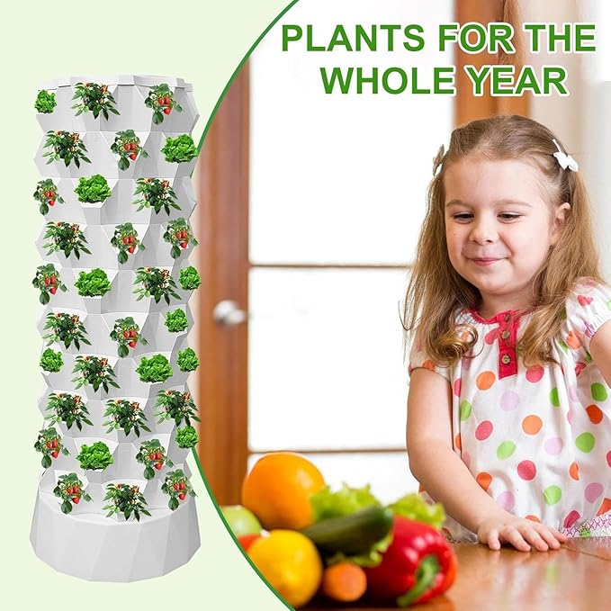 Hydroponic Tower, 14-Layer Hydroponics Growing System Kit with 70 Slots, Vertical Garden System with 20L Water Tank and Pump for Indoor Outdoor Home, Balcony & Patio (80 Slots)