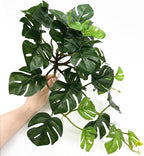 Artificial Monstera Plants, Fake Tropical Palm Small Potted Faux Hanging Greenery Mini Plants for Indoor Outdoor Home Office Garden Houseplants Pot Decor Wedding Party DIY Decoration - Green 2 Pack