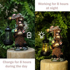 Solar Garden Statues Highland Cow Outdoor Decor Resin Highland Cow Figurine with LED Light Outside Lawn Yard Patio Balcony Gifts for Mom Women