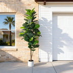 Artificial Fiddle Leaf Fig Tree 7FT with Planter Faux Trees Indoor Tall Artificial Tree, Stable Base, 128 Realistic Leaves, for Indoor/Outdoor Home Office Living Room Decor, Housewarming Gift