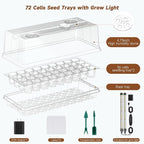 Seed Starter Tray with Grow Light, Seed Starter Kit Full Spectrum with 5 Dimmable Brightness & Timer, Indoor Plant Grow Tray for Beginners & Seasoned Gardeners, Gardening Gifts (White, 72 Cells)