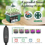 Mckanti 6 Set Self-Watering Seed Starter Tray Kits with Grow Light, Reusable Seed Germination Kit with Adjustable Humidity Domes and Silicone Cell Base Tray for Indoor Plant Seeds GerminationKit