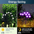 Solar Garden Lights Outdoor Waterproof, 2 Pack 16 LED Swaying Firefly Lights Outdoor Decor Light for Pathway Party Christmas Decoration, Unique Gifts for Women, Purple