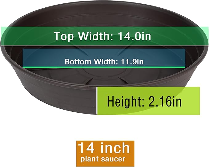 LWALRS Plant Saucer 14 Inch 2 Pack 6 8 10 12 14 16 18 20 25, Plastic Plant Trays for Pots，Extra-Deep Plant Water Dray Tray, Bird Bath Bowl, Heavy Flower Plant Saucers Indoors and Outdoor No Holes