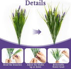 RAINFLOW Christmas Artificial Flowers for Outdoors - 6PCS UV Resistant Fake Plants, Artificial Flowers for Decoration Vase Table Living Room Patio Front Porch Outdoor Yard(14.5"-Purple Lavender)