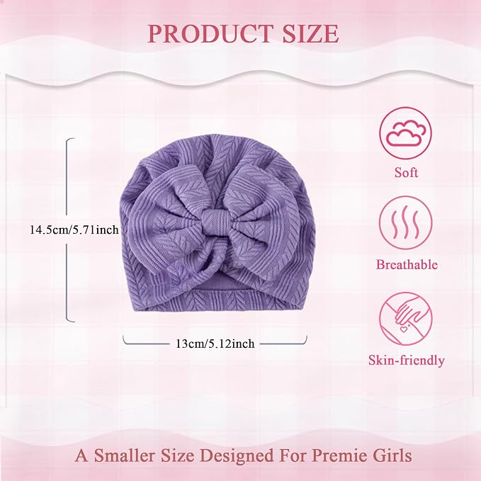 Newborn Baby Girl Hats Mittens Set Cotton Hospital Bow Hat Beanies Caps Gloves for New Born Girls 0-6 Months