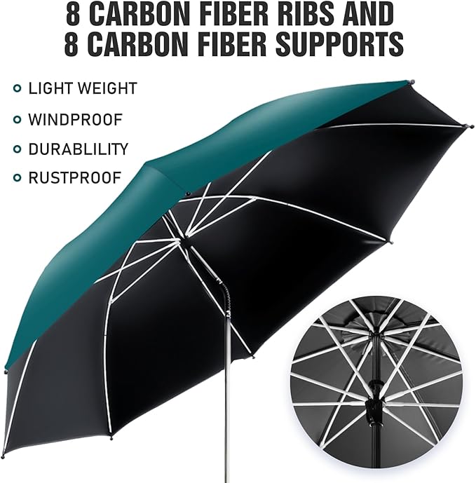 2 PACK Beach Umbrella with Clamp, 360 ° Adjustable Umbrellas for Chair, UPF50+ Umbrella for Beach Chair, Patio Chair, Wheelchair, Camping Chair, Golf Carts (Chair Not Included)