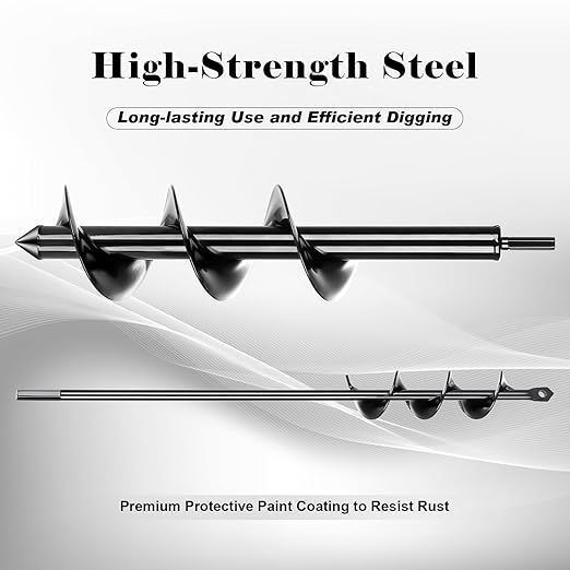 Gbekery Auger Drill Bit for Planting 2 Pack,1.6x16 inch&3.5x16 inch,Auger Drill Bit Suitable for 3/8'' Hex Drill Driver,Garden Spiral Hole and Planter for Bulbs,Fence Posts,and Umbrella Holes