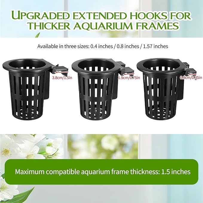 Xthrotsenk 2 Pcs Aquarium Plant Holder with 3 Size Hooks Hanging Fish Tank Plant Holder with 16 Hooks 4 Suction Cups for Fish Tank Cultivation Aquascape Decorations White Black