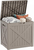 32 Gallon Deck Box, Waterproof Outdoor Storage Boxes For Garden Tools,Indoor Cushions,Accessories Outside Storage Resin Lockable Weatherproof Container(Grey)