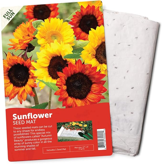 BloomingBulb Seed Mat - Easy to Plant and Grow Garden Seeds - Creates Fragrant, Vibrant Flower Garden (Sunflower Garden)