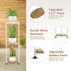 KMOTASUO 3 Tier White Plant Stand Indoor for Large Tall Heavy Duty Planter, Multiple Sturdy Metal Flower Corner Rack for Narrow House Floor, Iron Vertical Level Round Orchi Holder Organizer, Modern
