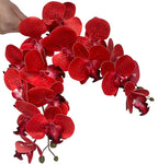 FagusHome 32 Inch Artificial Phalaenopsis Flowers 6 Pcs Artificial Orchid Flowers Stem Plants for Home Décor (Red Piebald)