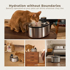 Smartoo Wireless Cat Water Fountain Stainless Steel, 152oz/4.5L Cat Fountain Battery Operated, Cordless Pet Water Fountain for Cats & Dogs with Motion Sensor, Ultra Quiet Pump, 6 Filters