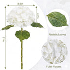 6Pcs Hydrangea Artificial Flowers Realistic Latex Texture for Spring Decoration Home Party Wedding Living Room Decoration 21''White