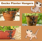 2-Pack Vintage Bronze Gecko Planter Pot Hugger Flower Figurine – Resin Climbing Lizard Statue for Garden, Fairy Garden Terrarium, Outdoor Fence & Yard Decor，Versatile Home & Office Decor
