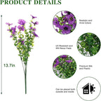 CEWOR 12 Bundles Artificial Flowers for Outdoor Indoor, Fake Silk Daisy with Eucalyptus Leaves, Faux Flower for Garden Front Door Porch Planter Patio Home Decor (Deep Purple)