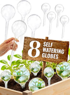 Plant Watering Globes Plastic Set of 8 - Automatic Plant Waterer Set for Indoor and Outdoor Plant Watering - Self Watering Planter Insert System with Plastic Watering Bulbs (4 Medium & 4 Small)