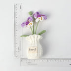 Crochet Moth Orchid Vase, Eternal Finished Hand Woven Artificial Mini Flowers Pot Decoration for Home Office Kitchen Living Room Table Bedroom Creative Women Girls Gift (Blue)