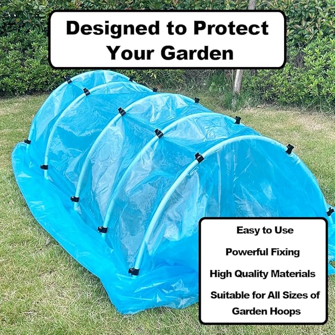 Greenhouse Clamps for3/4-1 Inch PVC Pipe, Greenhouse Hoops,Support Frame,Grow Tunnel,Plant Support Garden Stakes.Pure Black Garden Clips for Fixing Plant Cover, Plastic Sheeting, Film Row Cover, Net.