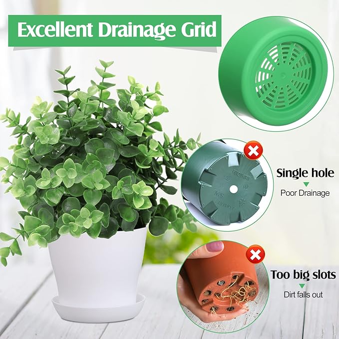 Potchen 33 Pack 4 Inch Plastic Plant Pots Bulk with Saucers Thickened Reusable Nursery Planters with Drainage Holes Colorful Small Flower Pots for Indoor Herbs Seedlings