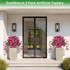 Artificial Bougainvillea Topiary Trees Set of 2, Pink Fake Shrubs Bushes with Ground Spike, Faux Evergreen for Porch Plants, UV Resistant Artificial Flowers for Outdoors Indoor Front Garden