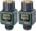 Geevon Garden Hose Water Flow Meter with Brass Inlet Metal Thread, High Accuracy & IPX6 Waterproof for Outdoor Garden Watering, RV Water Tank Filling, Lawn Sprinkler, and Nozzle Sprayer (2 Pack)