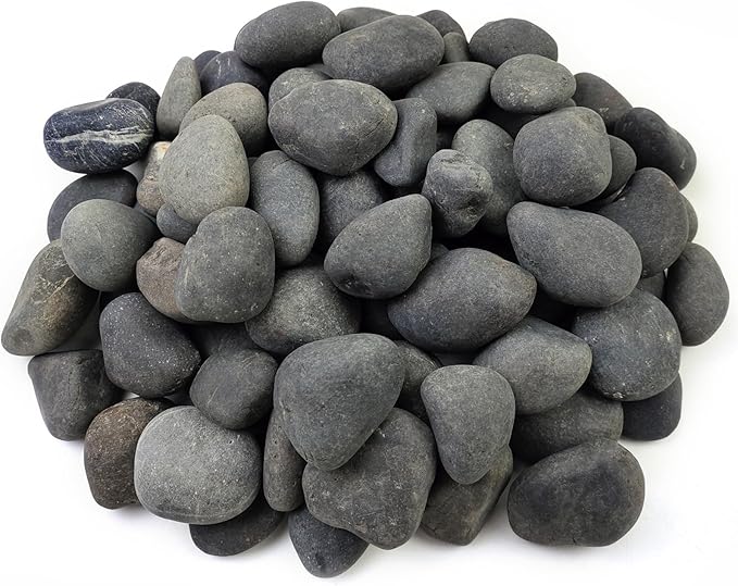 FANTIAN 10 Pounds Black River Rocks, 2-3 Inch Black Stones Pebbles for Plants, Landscaping, Garden, Aquarium, Backyard and Indoor Water Fountains