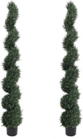 THE BLOOM TIMES 6ft Spiral Artificial Topiary Trees Set of 2, 71 inch Faux Cedar Trees for Outdoor Planters - Fake Twist Cypress Plants for Garden Front Porch Indoor Outside Decor 6 Foot