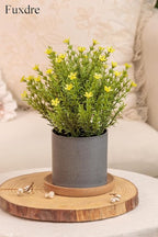 2 Pack Small Desk Plants, Artificial Bathroom Plants Decor with Thyme Flower in Vintage Melamine Pots, Faux Plants Indoor for Shelf Decor in Home Office, and Spring Decor (Yellow)