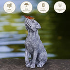 Garden Statue Dog Figurine Decor – Outdoor Decoration with Butterfly for Garden Yard Lawn Home Decor Outside : Mothers Day Memorial Gifts for Women Mom Grandma