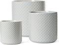 LE TAUCI Ceramic Pots for Plants, 10/8/6 Inch Indoor Planters with Draiange Hole, Silicone Plug & Mesh Pad, Modern Rasied-Dots Pots for Home Office, Set of 3, Glossy, Star Gray